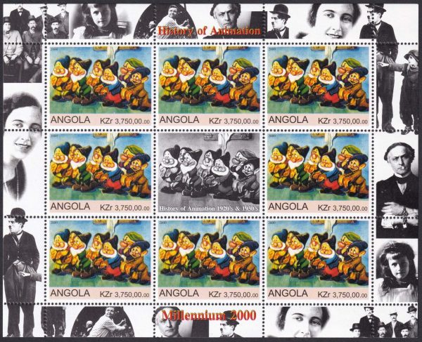 DISNEY - ANGOLA - 2000 'HISTORY OF ANIMATION - 7 Dwarfs' Sheetlet MNH [D7339]