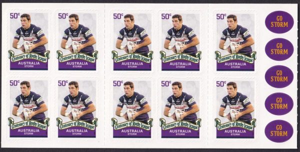 AUSTRALIA - 2008 'CENTENARY RUGBY LEAGUE - Storm' Self Adhesive Booklet Mint [D7447]