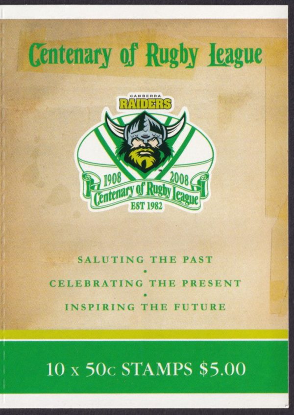 AUSTRALIA - 2008 'CENTENARY RUGBY LEAGUE - Raiders' Self Adhesive Booklet Mint [D7460]