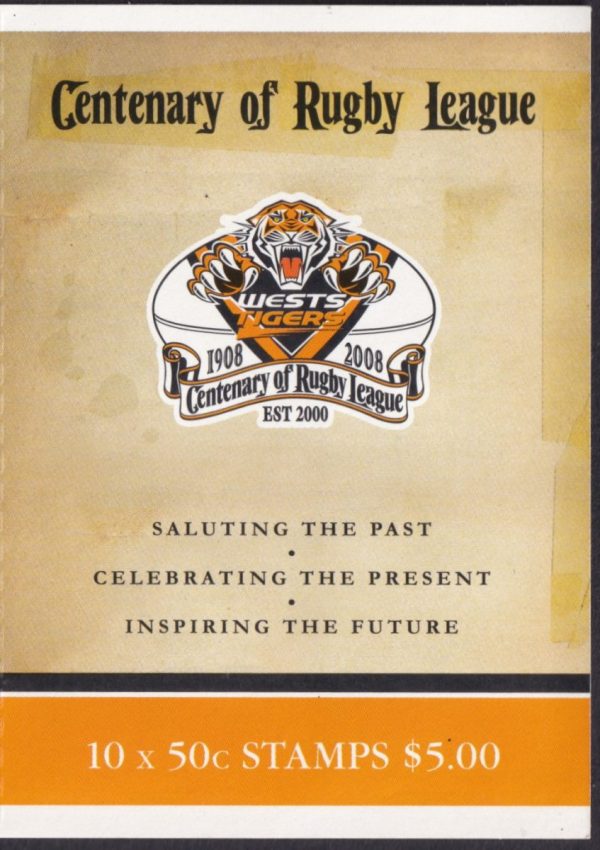 AUSTRALIA - 2008 'CENTENARY RUGBY LEAGUE - West Tigers' Self Adhesive Booklet Mint [D7448]