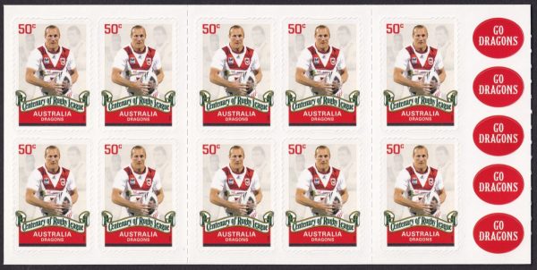 AUSTRALIA - 2008 'CENTENARY RUGBY LEAGUE - Dragons' Self Adhesive Booklet Mint [D7457]