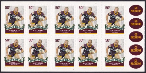 AUSTRALIA - 2008 'CENTENARY RUGBY LEAGUE - Broncos' Self Adhesive Booklet Mint [D7453]