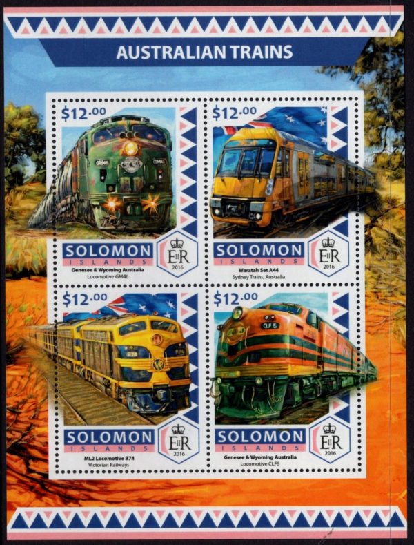 SOLOMON ISLANDS - 2016 'AUSTRALIAN TRAINS' Miniature Sheet MNH [D7387]