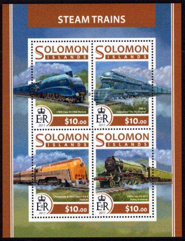SOLOMON ISLANDS - 2017 'STEAM TRAINS' Miniature Sheet MNH [D7388]