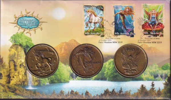 AUSTRALIA - 2011 'MYTHICAL CREATURES' Unicorn Medallions x 3 Ltd Issue no.833 [D7950]