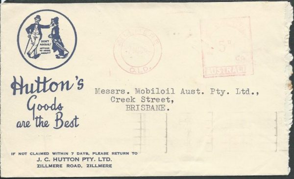 AUSTRALIA - 1963 'HUTTON'S PTY LTD' Brisbane - Advertising Cover [A4601]