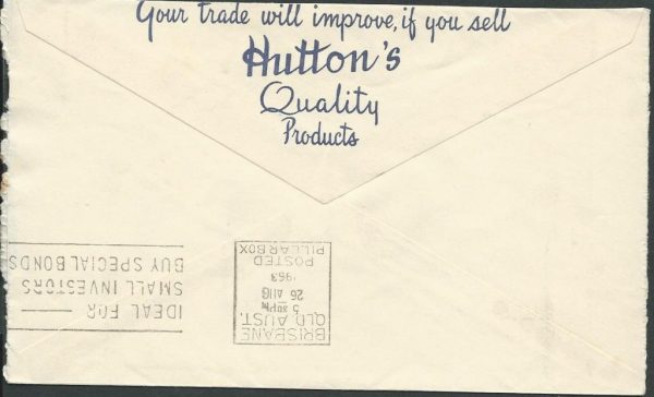 AUSTRALIA - 1963 'HUTTON'S PTY LTD' Brisbane - Advertising Cover [A4601]