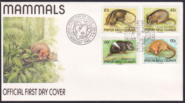 PAPUA NEW GUINEA - 1993 Mammals First Day Cover SG 679//82 FU Cv $10+ [D7582]