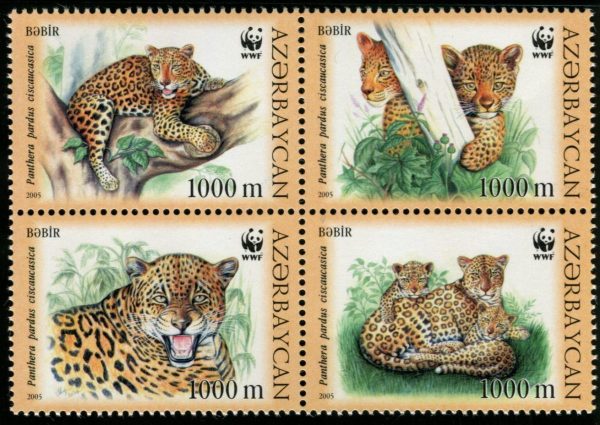 AZERBAIJAN - 2005 WWF 'CAUCAUS LEOPARD' Block of 4 MNH [E7196]