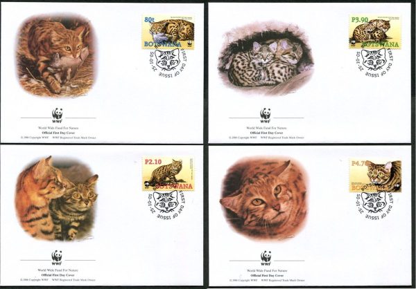 BOTSWANA - 2005 WWF 'BLACK-FOOTED CAT' Set of 4 First Day Covers [E6763]