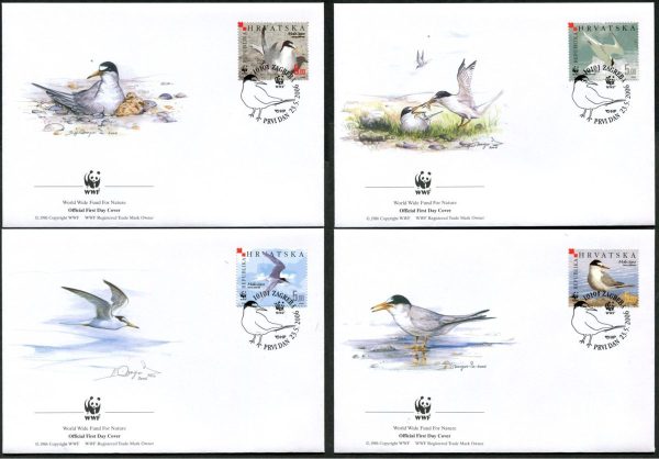 CROATIA - 2006 WWF 'LITTLE TERN' Set of 4 First Day Covers [C4618]