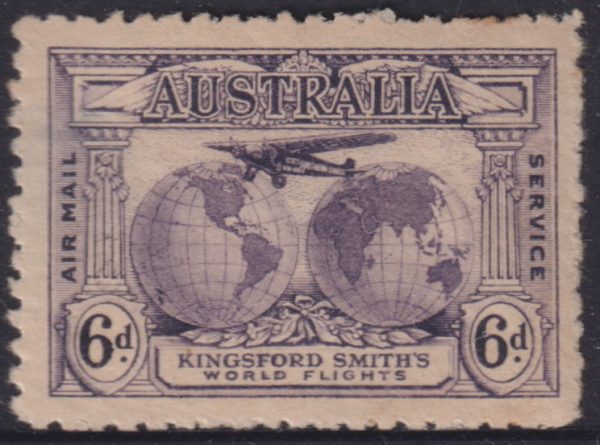 AUSTRALIA - 1931 6d Kingsford-Smith RETOUCH SG 123a MNH Cv £50 [D8117]