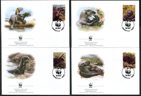 PERU - 2004 WWF 'GIANT OTTER' Set of 4 First Day Covers MNH [C4556]