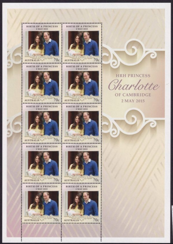 AUSTRALIA - 2015 'BIRTH OF PRINCESS CHARLOTTE' Sheetlet MNH [D8276]