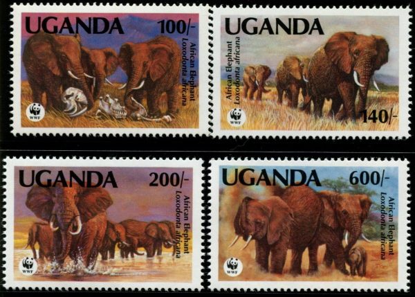 UGANDA - 1991 WWF 'AFRICAN ELEPHANTS' Set of 4 MNH [E7371]