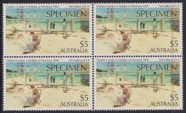 AUSTRALIA - 1984 $5 Mentone Painting Block x4 SG 779s MNH Cv £10 [D9055]