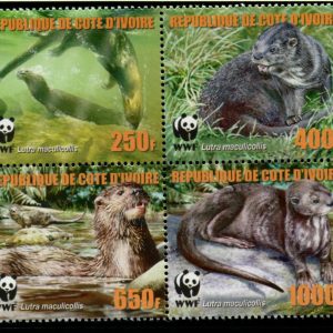 IVORY COAST - 2005 WWF 'SPOTTED NECKED OTTER' Block of 4 MNH [E7195]