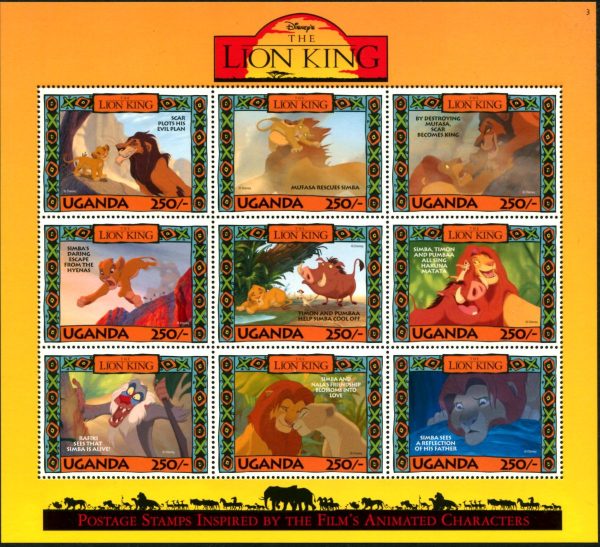 DISNEY - Uganda - 1994 'LION KING' Sheetlet 3 MNH [E5677]