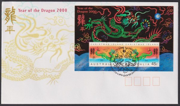 CHRISTMAS ISLAND - 2000 'YEAR OF THE DRAGON' Miniature Sheet First Day Cover [D9918]