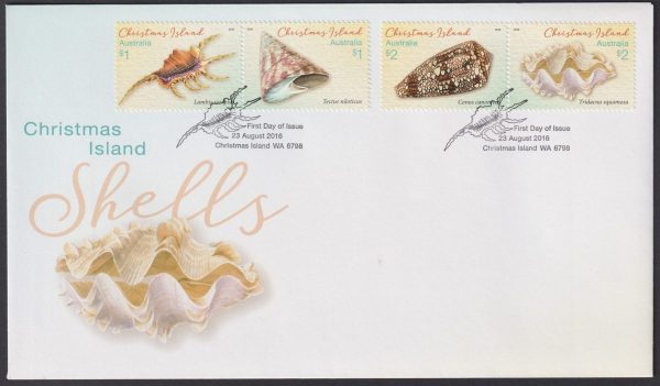 CHRISTMAS ISLAND - 2016 'SHELLS' First Day Cover [E2237]