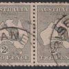 AUSTRALIA - 1913 ROO 1st Wmk 2d GREY var 'Big Scratch' SG Ø24 FU Cv $175 [D9349]