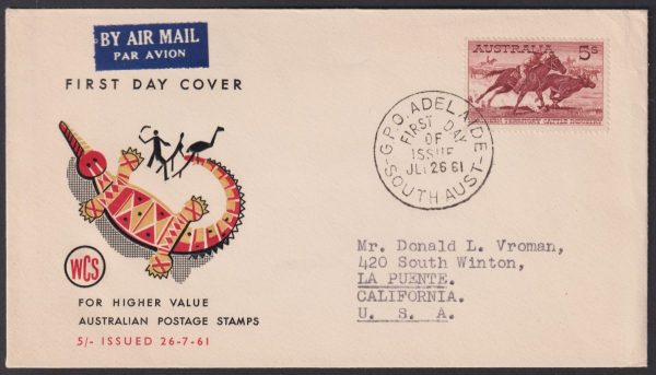 AUSTRALIA - 1961 5/- NT CATTLE Wesley FDC SG 327 FU Cv $15 [D9863]