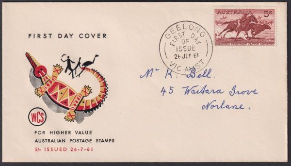 AUSTRALIA - 1961 5/- NT CATTLE Wesley FDC SG 327 FU Cv $15 [D9865]