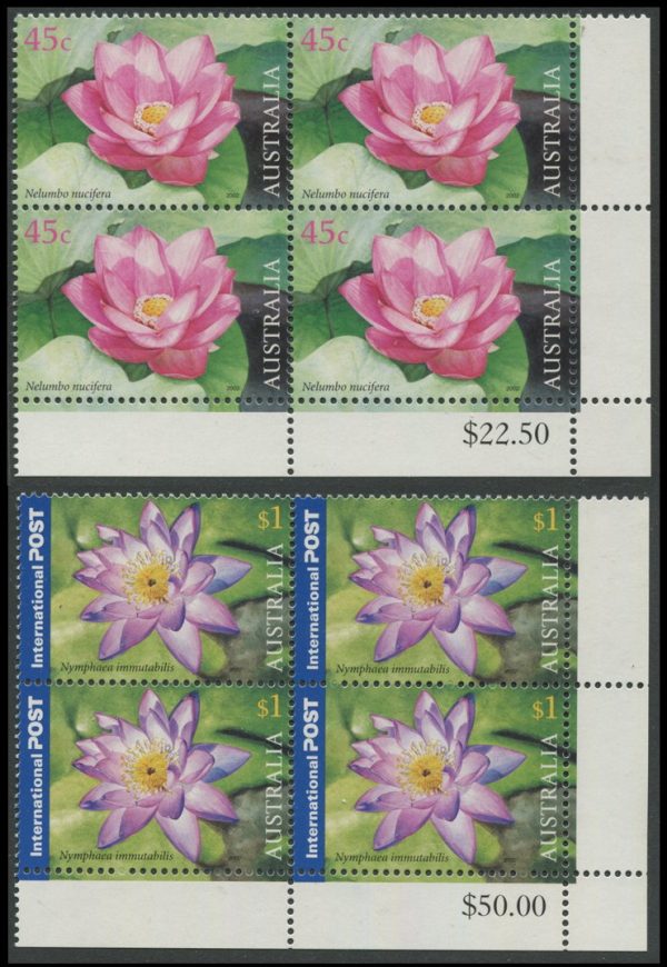 AUSTRALIA - 2002 'WATER LILIES' Pair in Corner Blocks MNH [C3507]