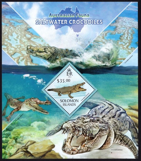 SOLOMON ISLANDS - 2013 'AUSTRALIAN FAUNA - SALTWATER CROCODILES' Miniature Sheet $35 MNH [E0746]