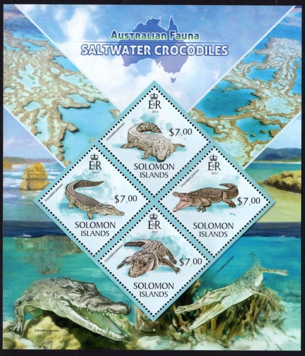 SOLOMON ISLANDS - 2013 'AUSTRALIAN FAUNA - SALTWATER CROCODILES' Miniature Sheet MNH [E0747]