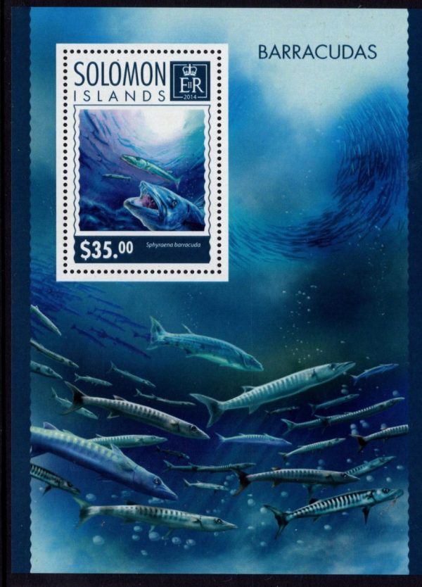 SOLOMON ISLANDS - 2014 'BARRACUDAS MARINE LIFE' Miniature Sheet $35 MNH [E0839]