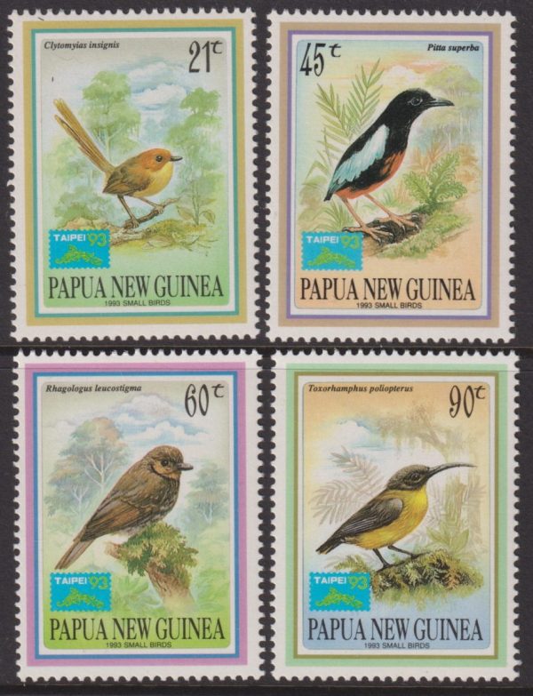 PAPUA NEW GUINEA - 1993 to 90t Small Birds TAIPEI 93SG 687/90 MNH Cv £6 [E1268]