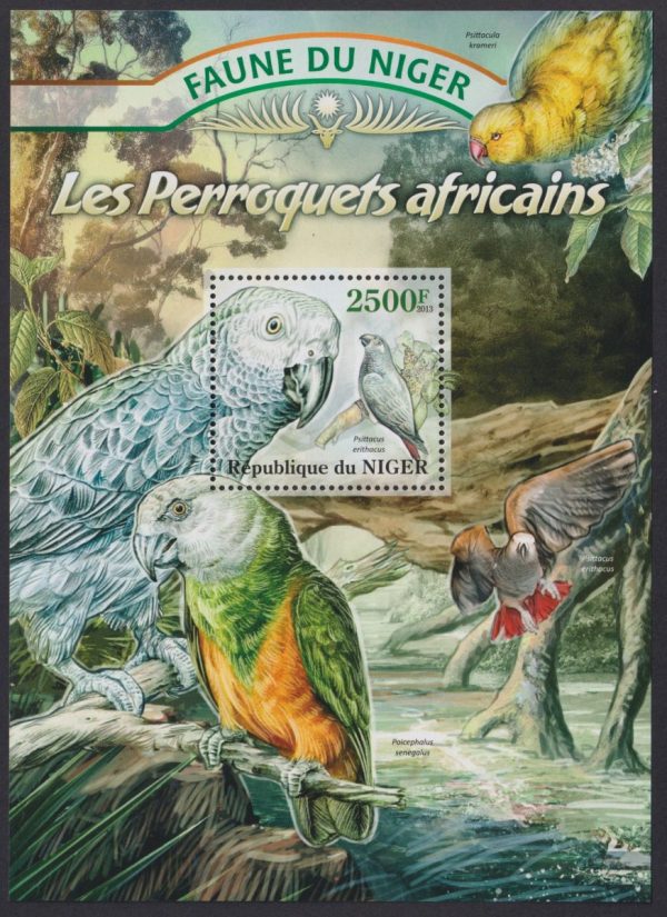 REPUBLIC of NIGER - 2013 'AFRICAN PARAKEETS' Miniature Sheet MNH [E1538]