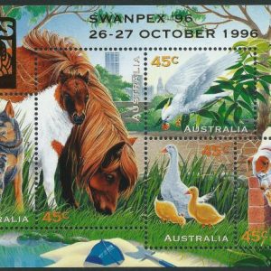 AUSTRALIA - 1996 'PETS' Miniature Sheet - Swanpex '96 Philatelic Exhibition Overprint MNH [E5835]