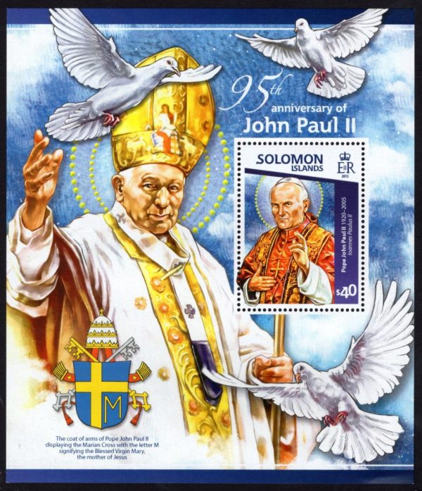 SOLOMON ISLANDS - 2015 '95TH ANNIVERSARY OF JOHN PAUL II' Miniature Sheet $40 MNH [E1405]