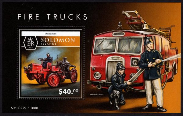 SOLOMON ISLANDS - 2015 'FIRE TRUCKS' Miniature Sheet $40 MNH [E1372]