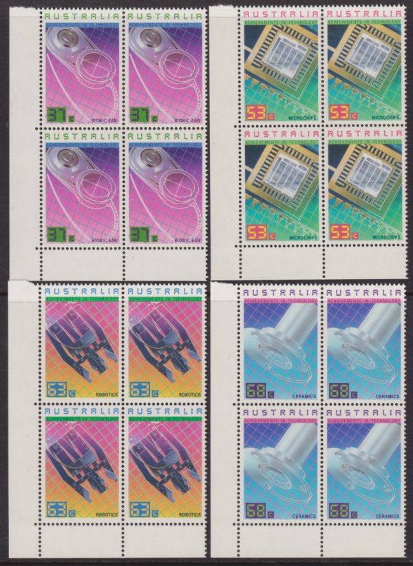 AUSTRALIA - 1987 Set to 68c TECHNOLOGY Blocks X4 SG 1082/85 MNH Cv £6 [E1588]