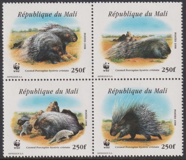 MALI - 1998 'AFRICAN CRESTED PORCUPINE' Set of 4 MNH [E2925]