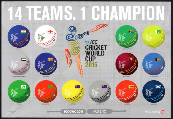 New Zealand - 2015 'ICC CRICKET WORLD CUP' Self Adhesive MINT [E2480]