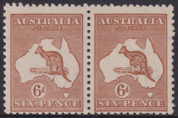 AUSTRALIA - 1926 ROO 3rd Wmk 6d 'BROWN' 'Broken Leg' SG73/73a MNH Cv $350 [E2932]