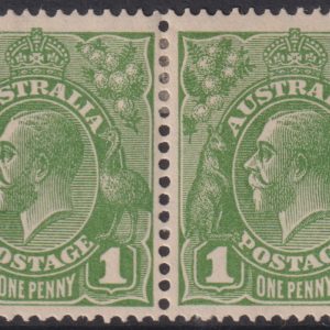 AUSTRALIA - 1928 KGV 1d 'GREEN' Die1/2 Pair SG185 MH Cv £50 [E2938]