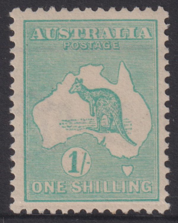 AUSTRALIA - 1919 ROO 3rd Wmk (S'ways) 1/- 'GREEN' Die 2b SG40ba MVLH Cv 275 [E3352]