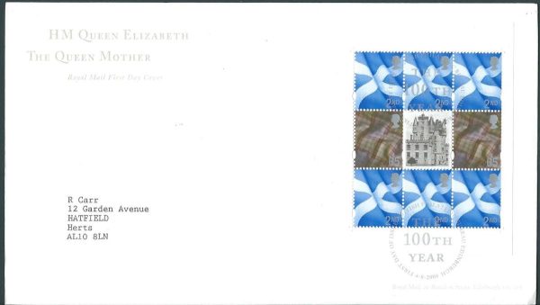 GREAT BRITAIN - 2000 100th YEAR QUEEN MOTHER Prestige Pane FDC [A5751]