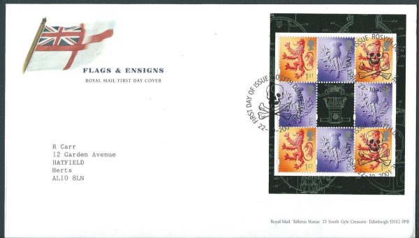 GREAT BRITAIN - 2001 'FLAGS and ENSIGNS' Prestige Pane FDC [A5777]