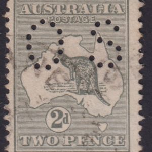 AUSTRALIA - 1914 ROO 1st Wmk 2d 'GREY' 'OS' SGØ18 FU [E3689]