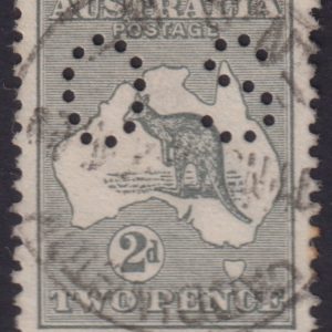 AUSTRALIA - 1914 ROO 1st Wmk 2d 'GREY' 'OS' SGØ18 FU Cv £5 [E3690]