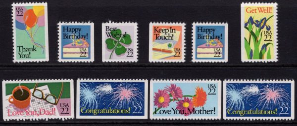 USA - 1987 'GREETINGS STAMPS' Set of 10 MNH [E3601]