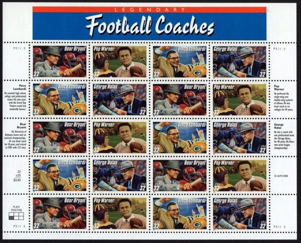 USA - 1997 'FOOTBALL COACHES' Sheetlet MNH Sell [E3911]