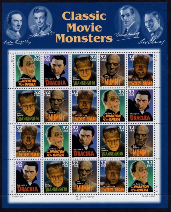 USA - 1997 'CLASSIC MOVIE MONSTERS' Sheetlet MNH [E3946]