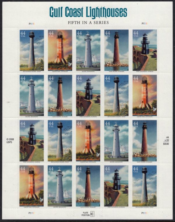 USA - 2009 'GULF COAST LIGHTHOUSES' Self Adhesive Sheet MINT [E3969]